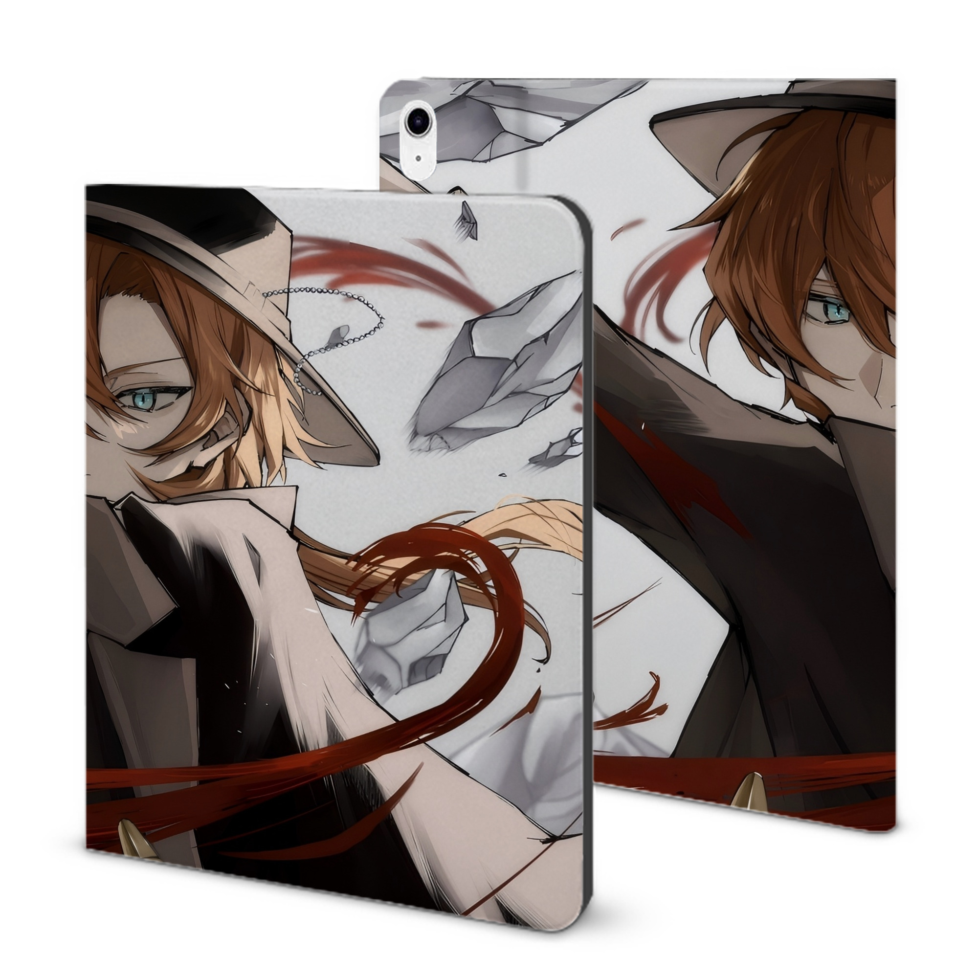 （画像用） 文豪ストレイドッグス Bungo Stray Dogs IPad ケース ブック型 PUレザー TPU 耐衝撃 軽量 薄型 ペン収納なし 全面保護 IPad 各モデル対応